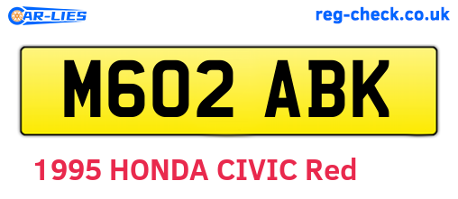 M602ABK are the vehicle registration plates.