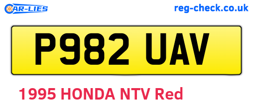 P982UAV are the vehicle registration plates.