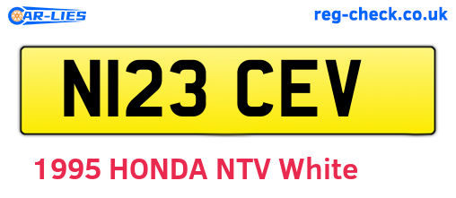 N123CEV are the vehicle registration plates.