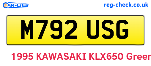 M792USG are the vehicle registration plates.