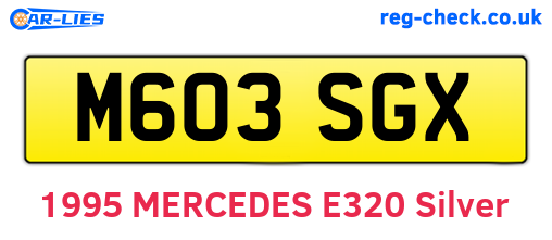 M603SGX are the vehicle registration plates.