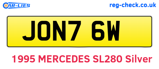 JON76W are the vehicle registration plates.