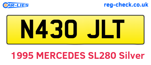N430JLT are the vehicle registration plates.