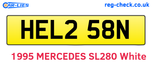 HEL258N are the vehicle registration plates.