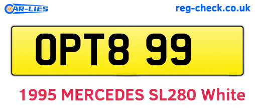OPT899 are the vehicle registration plates.