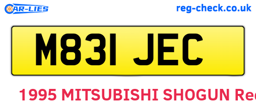 M831JEC are the vehicle registration plates.