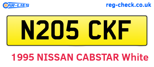 N205CKF are the vehicle registration plates.