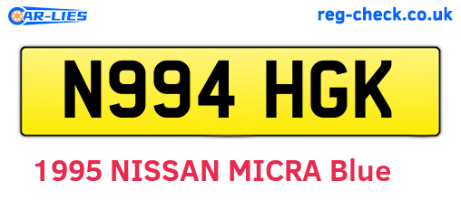 N994HGK are the vehicle registration plates.