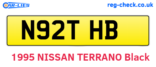 N92THB are the vehicle registration plates.