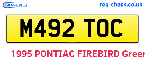 M492TOC are the vehicle registration plates.
