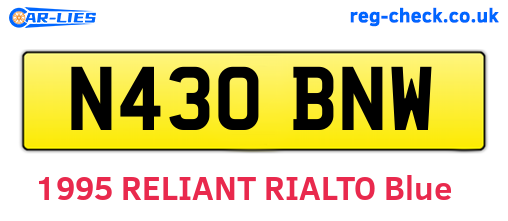 N430BNW are the vehicle registration plates.