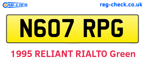 N607RPG are the vehicle registration plates.