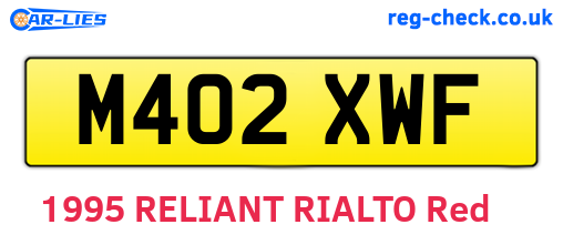 M402XWF are the vehicle registration plates.