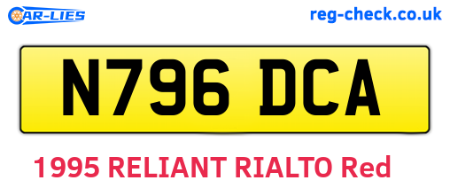 N796DCA are the vehicle registration plates.