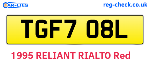 TGF708L are the vehicle registration plates.
