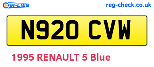 N920CVW are the vehicle registration plates.