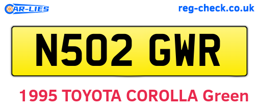 N502GWR are the vehicle registration plates.