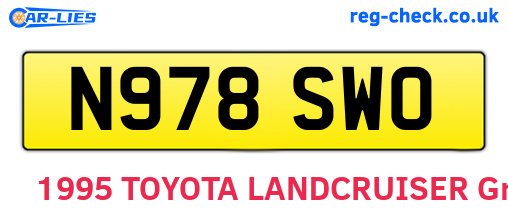 N978SWO are the vehicle registration plates.