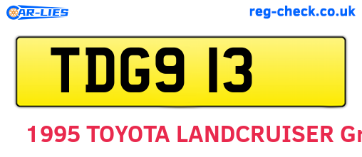 TDG913 are the vehicle registration plates.