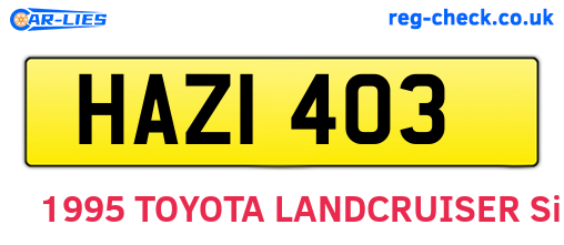 HAZ1403 are the vehicle registration plates.