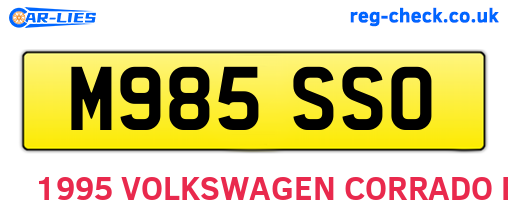 M985SSO are the vehicle registration plates.