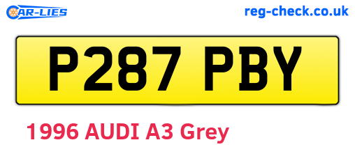 P287PBY are the vehicle registration plates.