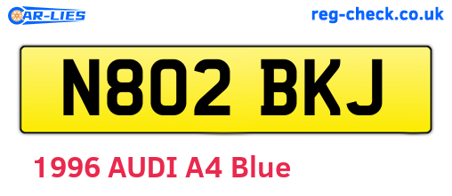 N802BKJ are the vehicle registration plates.