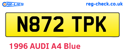 N872TPK are the vehicle registration plates.