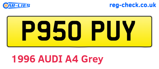 P950PUY are the vehicle registration plates.