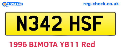 N342HSF are the vehicle registration plates.