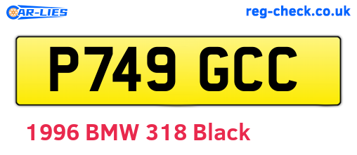 P749GCC are the vehicle registration plates.