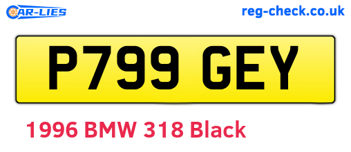 P799GEY are the vehicle registration plates.