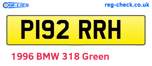 P192RRH are the vehicle registration plates.