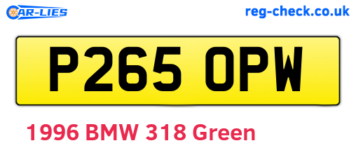 P265OPW are the vehicle registration plates.