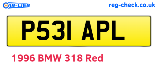P531APL are the vehicle registration plates.