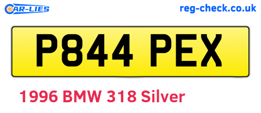 P844PEX are the vehicle registration plates.