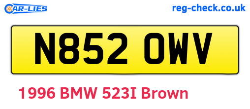 N852OWV are the vehicle registration plates.