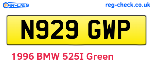 N929GWP are the vehicle registration plates.