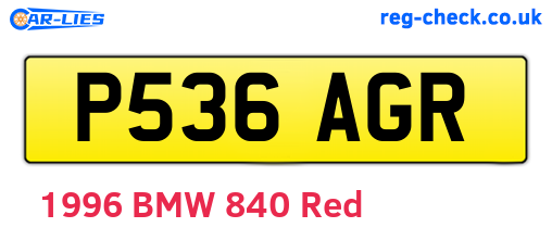 P536AGR are the vehicle registration plates.