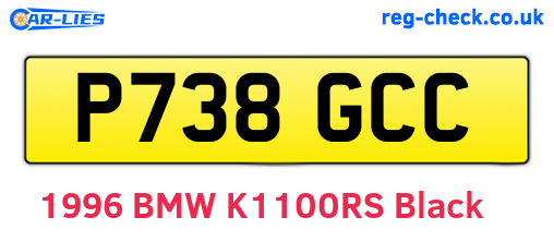 P738GCC are the vehicle registration plates.