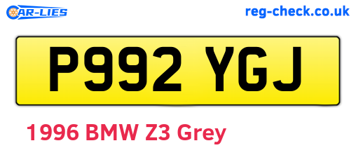P992YGJ are the vehicle registration plates.