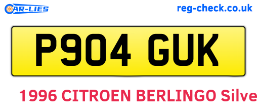 P904GUK are the vehicle registration plates.