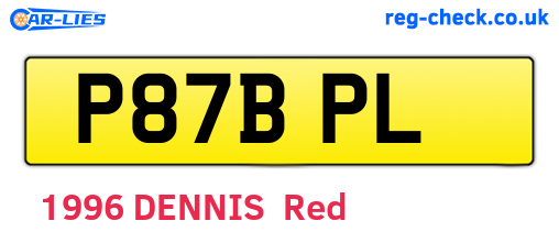 P87BPL are the vehicle registration plates.