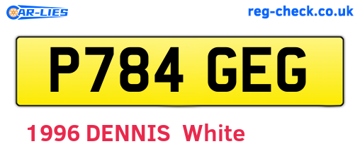 P784GEG are the vehicle registration plates.