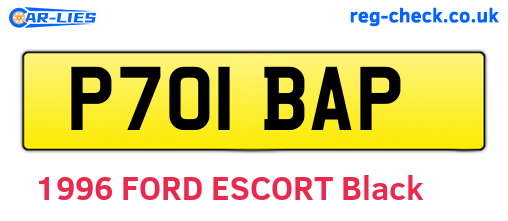 P701BAP are the vehicle registration plates.