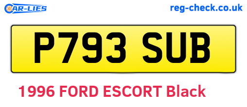 P793SUB are the vehicle registration plates.