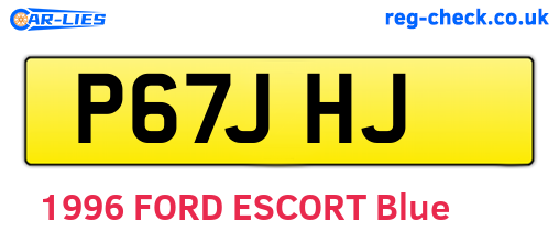 P67JHJ are the vehicle registration plates.
