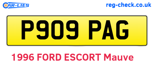 P909PAG are the vehicle registration plates.