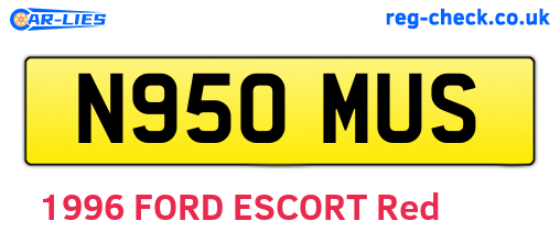 N950MUS are the vehicle registration plates.
