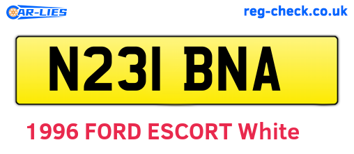 N231BNA are the vehicle registration plates.
